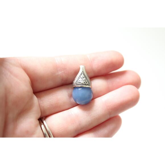 Sterling Silver Simulated Blue Pearl Bead Charm - Picture 2 of 4